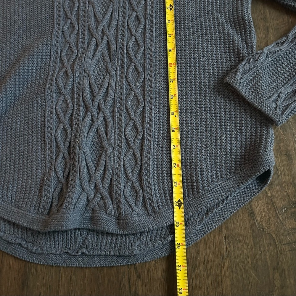 Vintage Preppy Navy Cable Knit Scoop Neck Sweater Jeanne Pierre L - Picture 7 of 9